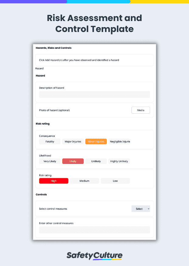 checklist template risk assessment and control