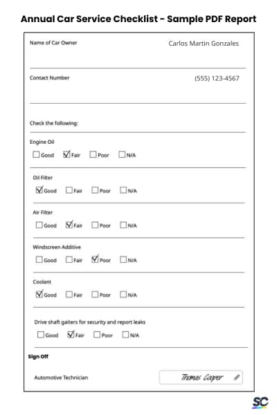 Annual-Car-Service-Checklist-Sample-PDF-Report