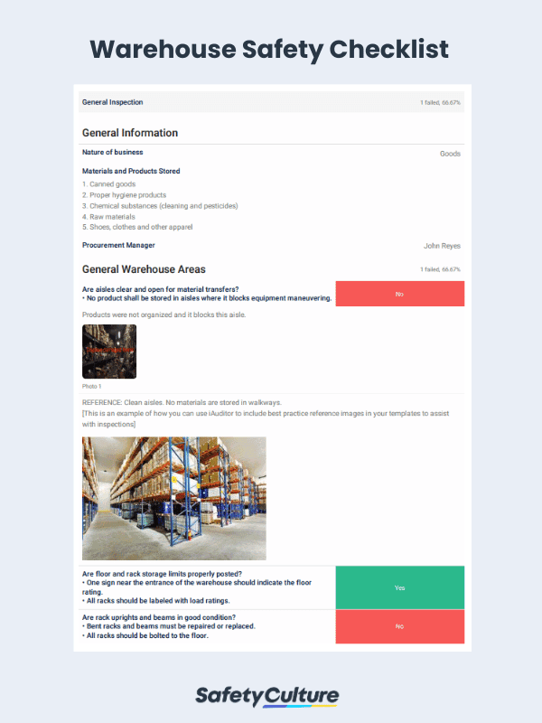 Warehouse Safety Checklist Example