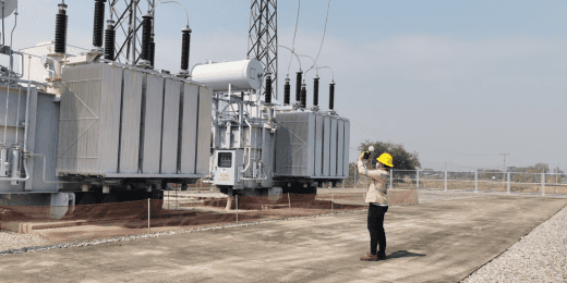 A construction site manager inspecting the assets