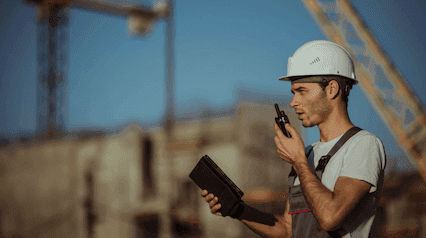 A safety officer reporting a near miss incident