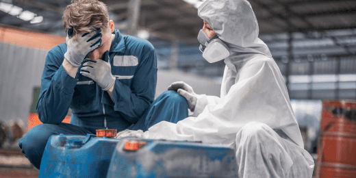 Workers having an allergy attack