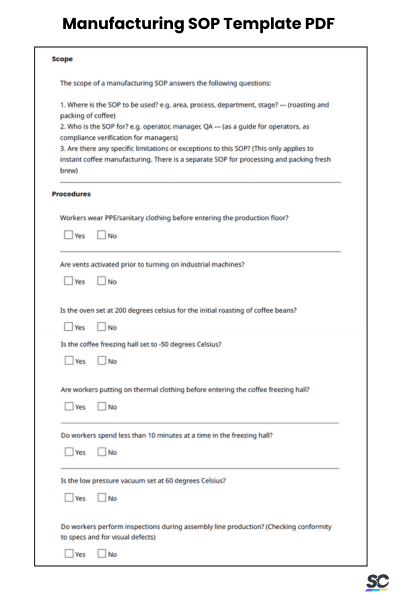 Manufacturing SOP Template PDF