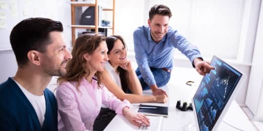 a business management team assessing governance risk and compliance measures in their organization