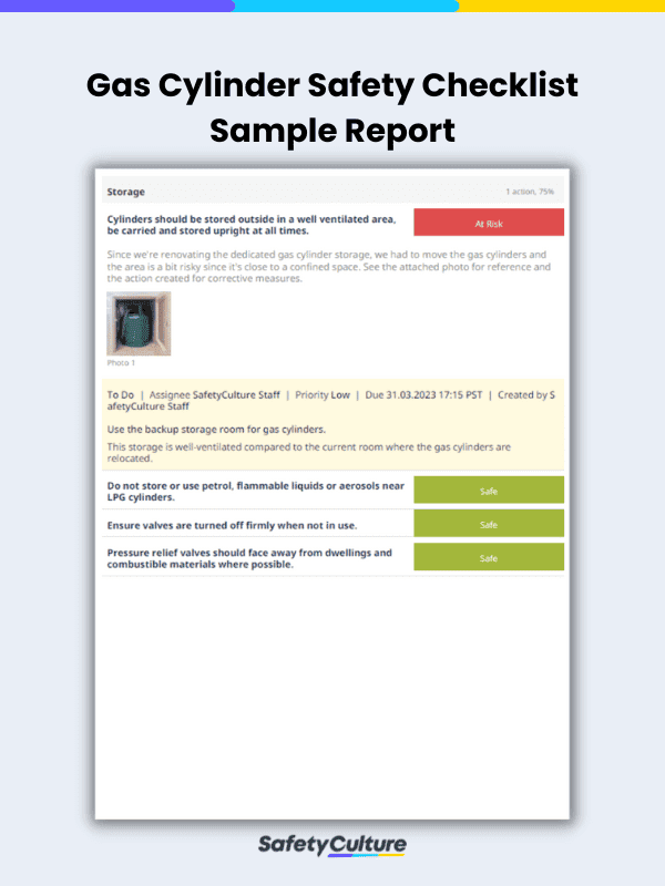Gas Cylinder Safety Checklist Sample Report