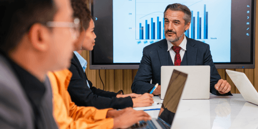 Work team in a meeting discussing process governance