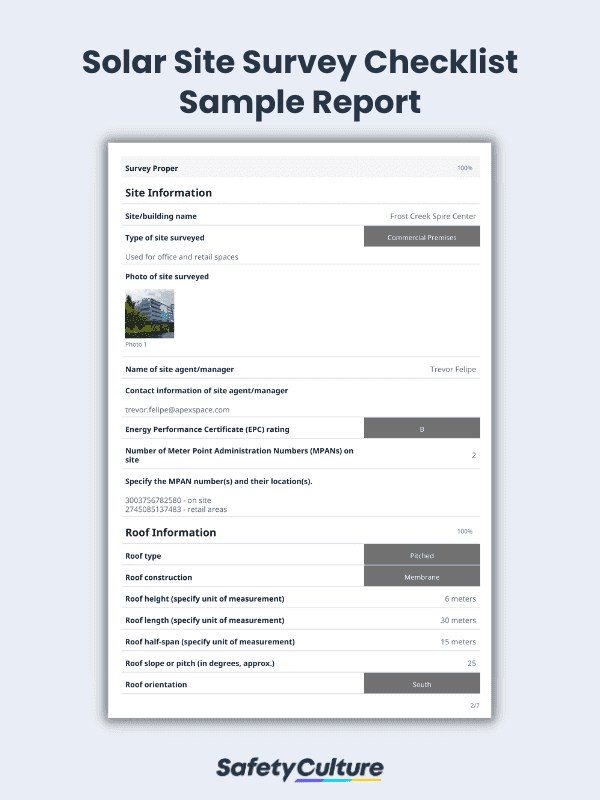 Solar Site Survey Checklist Sample Report
