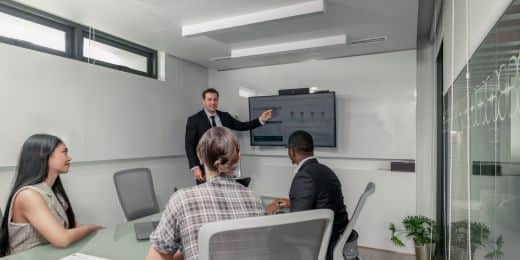 employees having a meeting on product knowledge