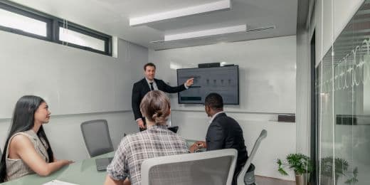 employees having a meeting on product knowledge