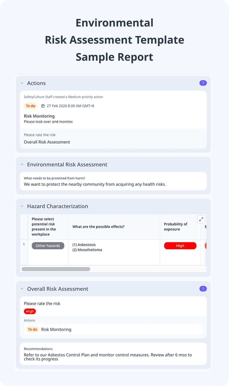 Environmental Risk Assessment Template Sample Report