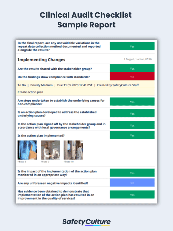 Clinical Audit Checklist Sample Report