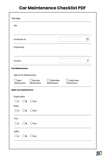 Car Maintenance Checklist PDF