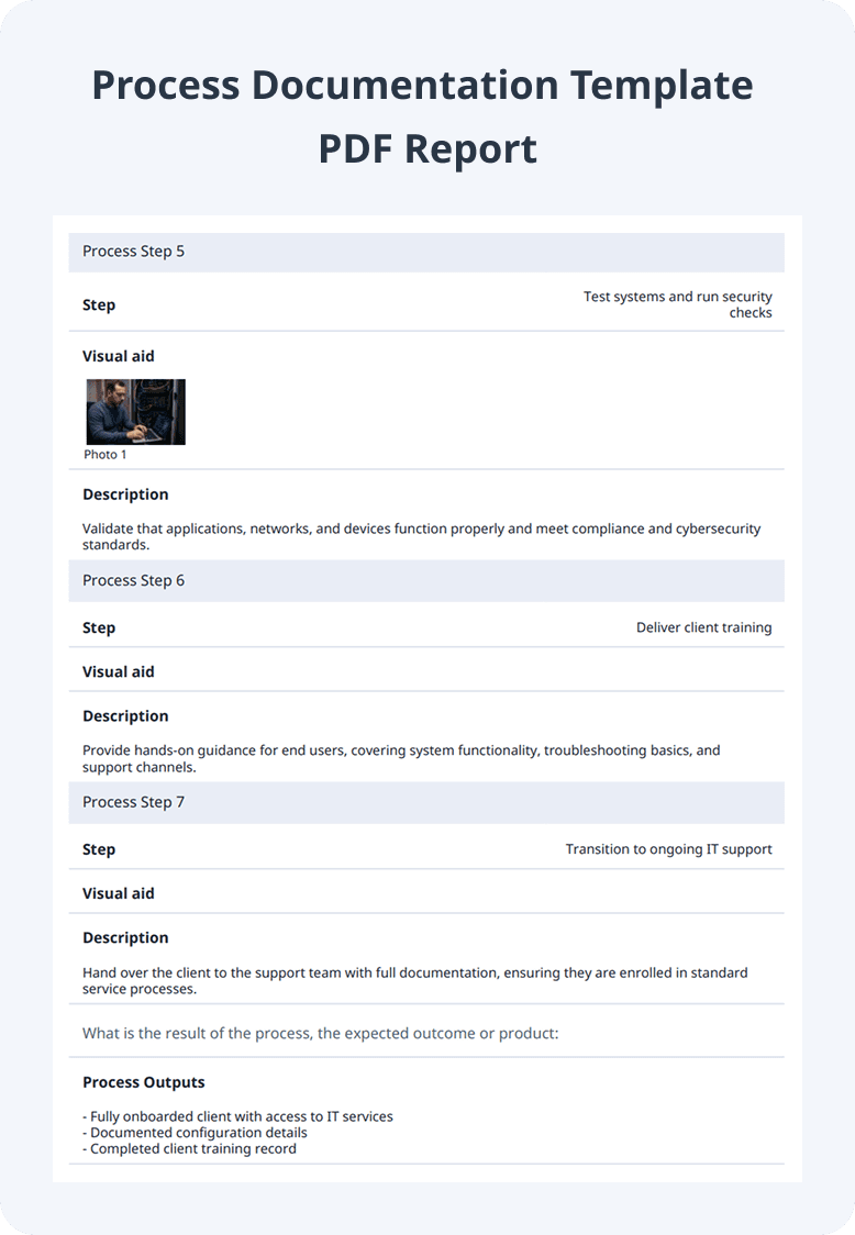 Process Documentation Template PDF Report