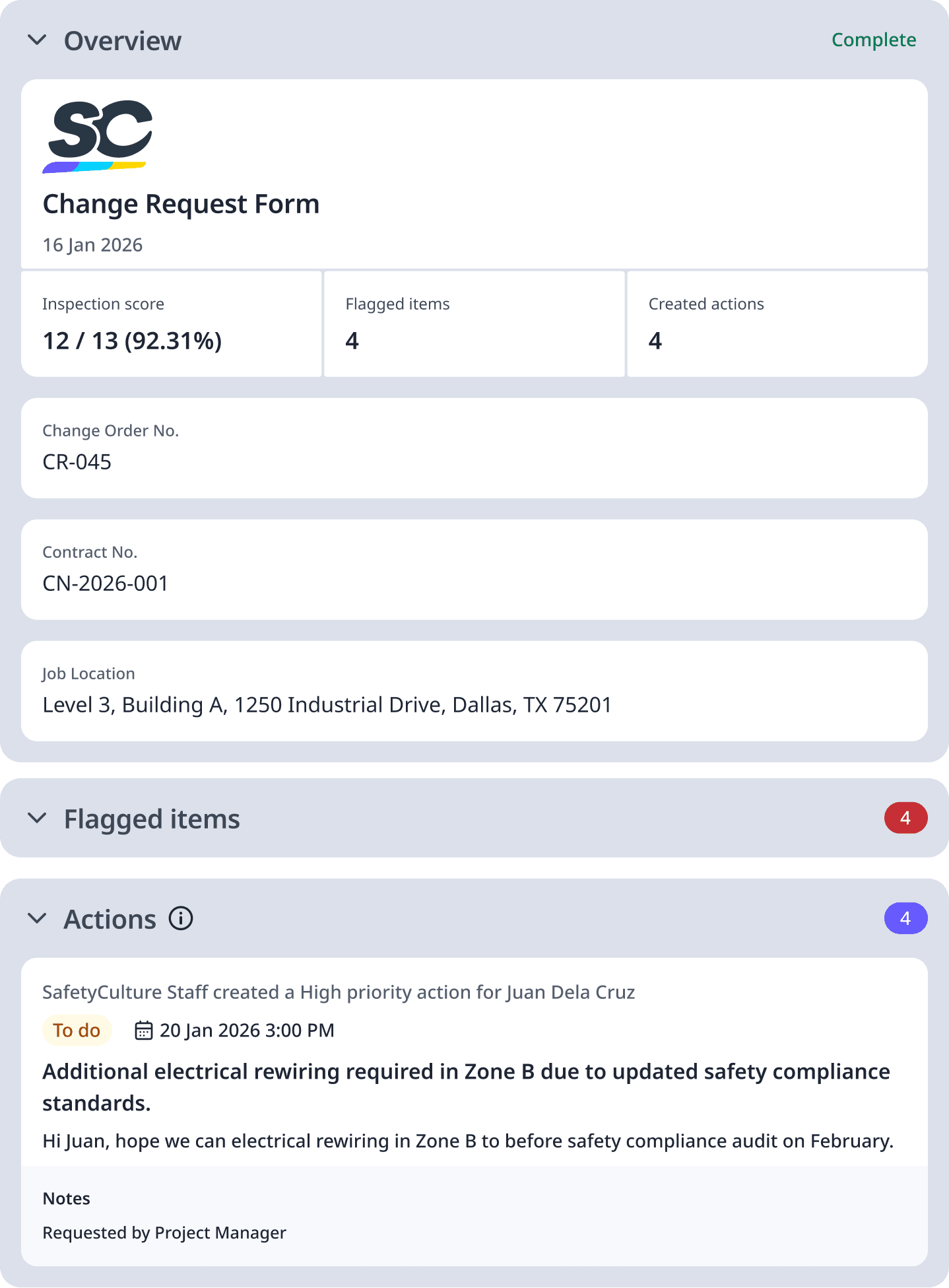 Change Request Form Sample Report