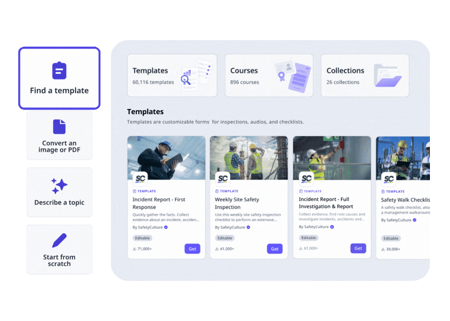 Create or customize templates using SafetyCulture Platform