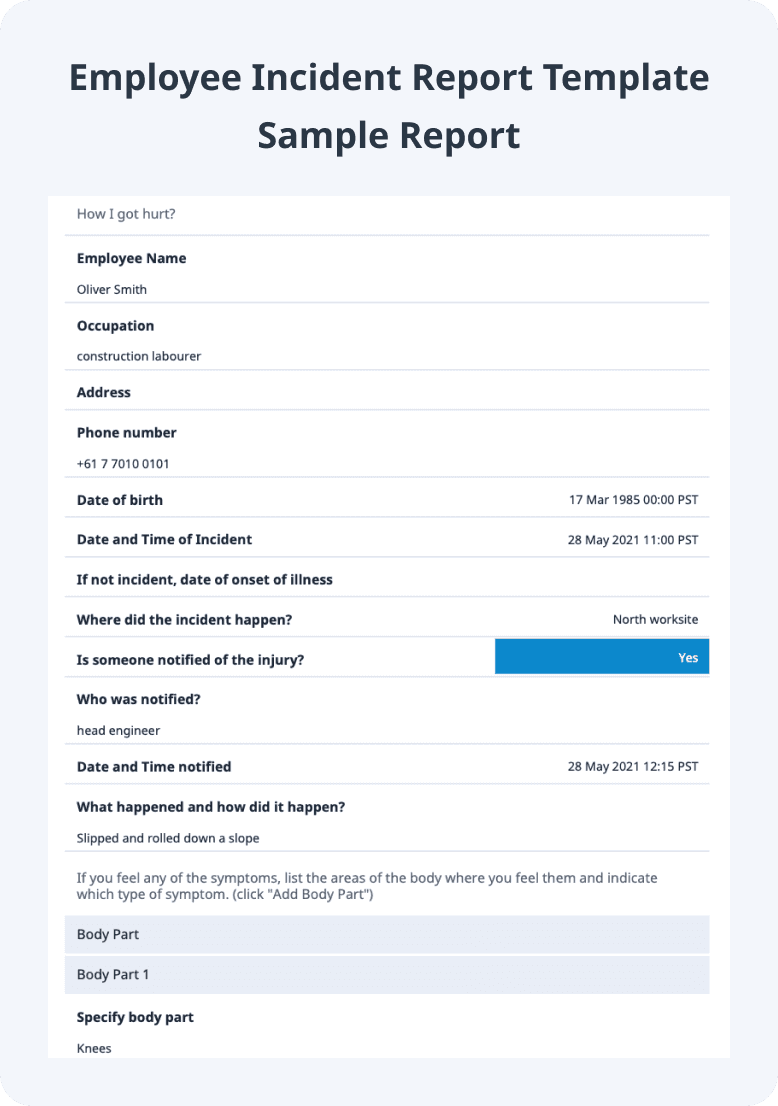 employee incident report template sample report