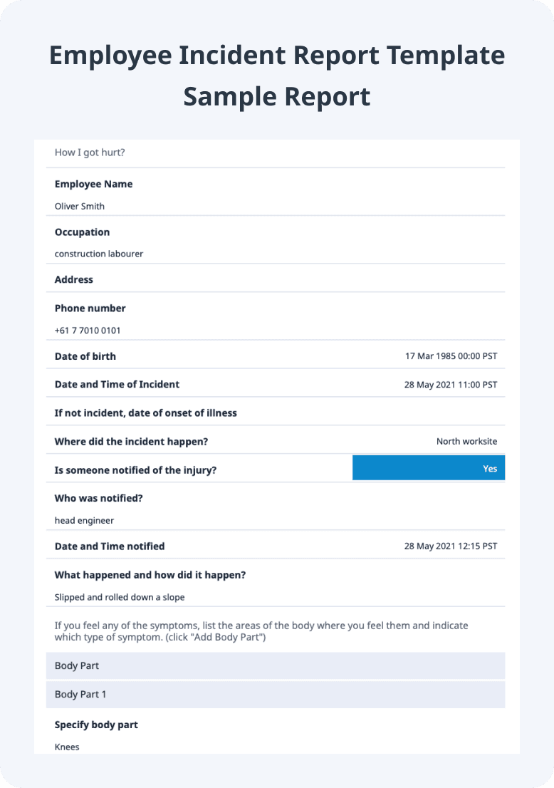 employee incident report template sample report