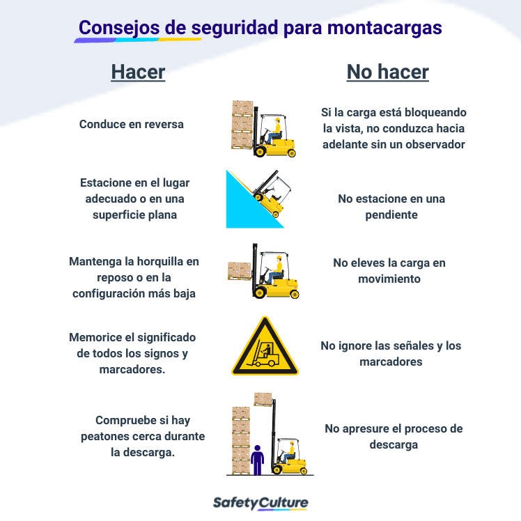 Consejos de seguridad para las carretillas elevadoras - Qué hacer y qué no hacer