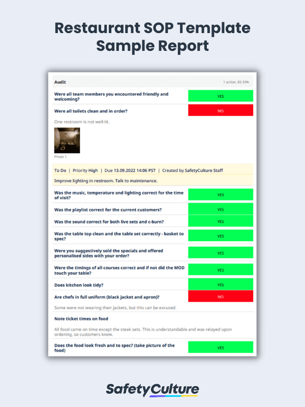 Restaurant SOP Template Sample PDF Report