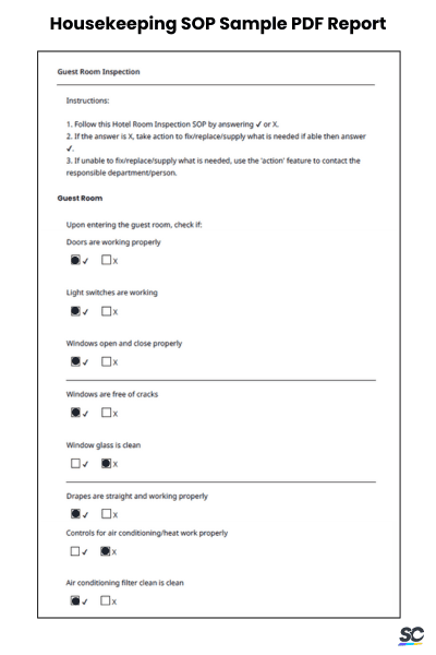Housekeeping SOP Sample PDF Report