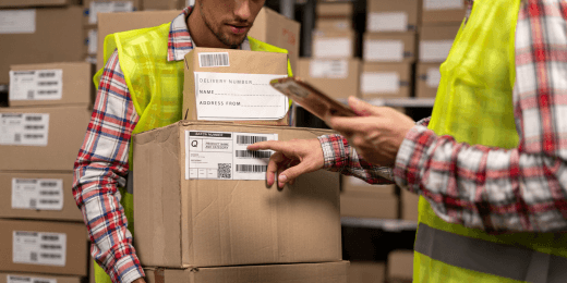 inspection of packages stacked with label