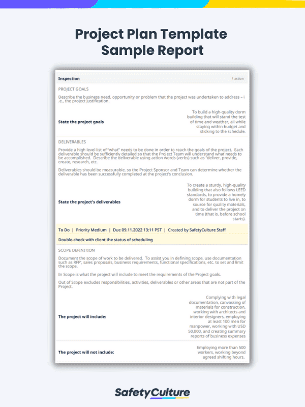 Modèle de plan de projet Exemple de rapport