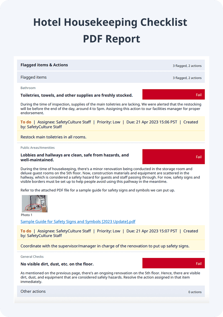 Hotel Housekeeping Checklist PDF Report