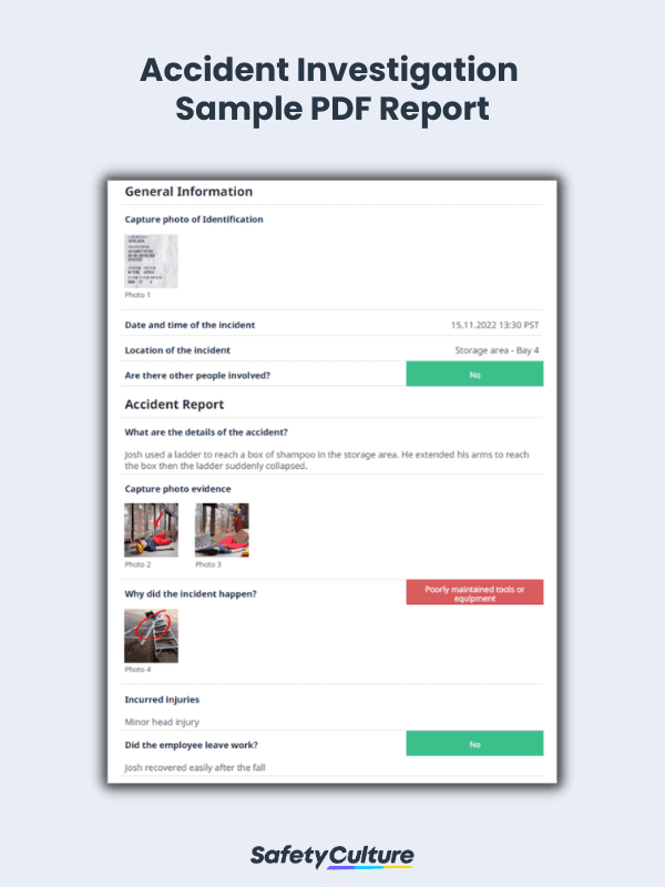 Accident Investigation Sample PDF Report