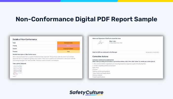 Non-Conformance Report Digital Sample PDF