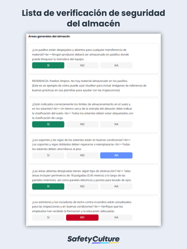Lista de verificación de seguridad del almacén