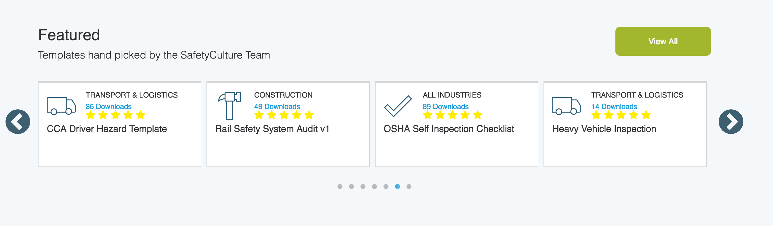 Top featured industry selected checklist templates in the SafetyCulture iAuditor public library.