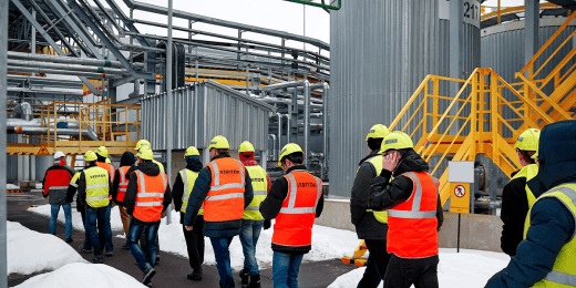 A group of inspectors performing a scheduled plant visit