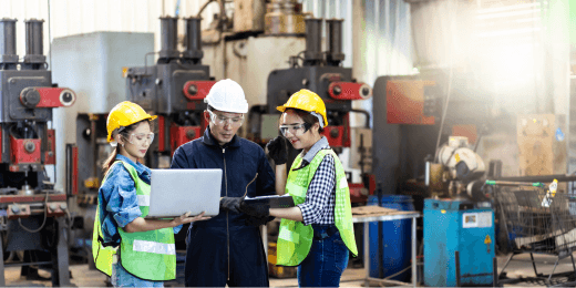 A group of inspectors performing EHS compliance audit