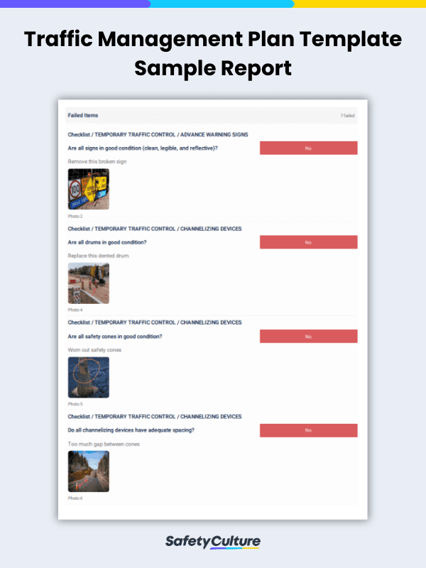 a sample digital report for a traffic management plan