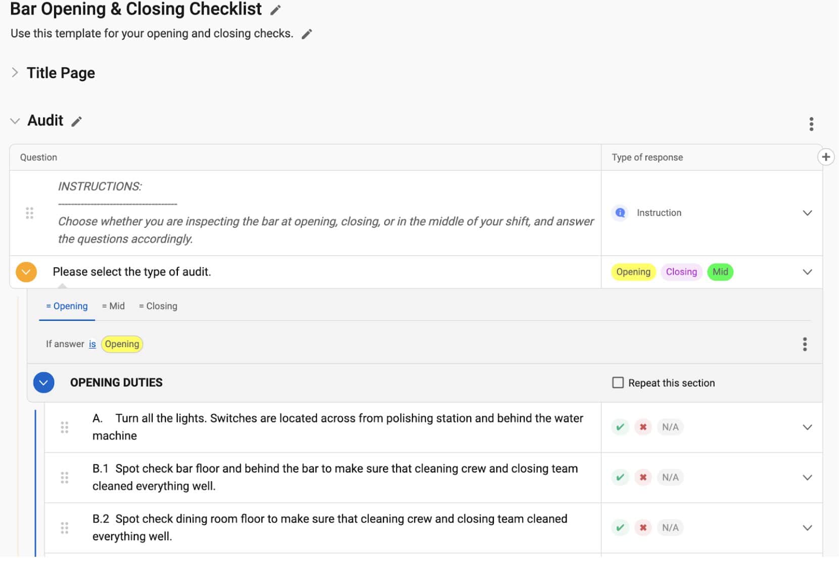 iAuditor logic fields