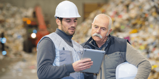 Workers conducting the right solid waste management with the use of technology