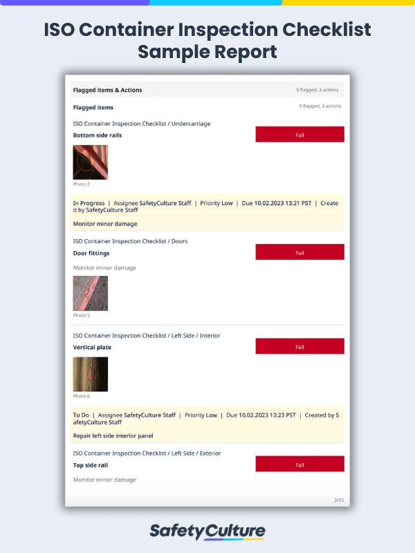 ISO Container Inspection Checklist Sample Report