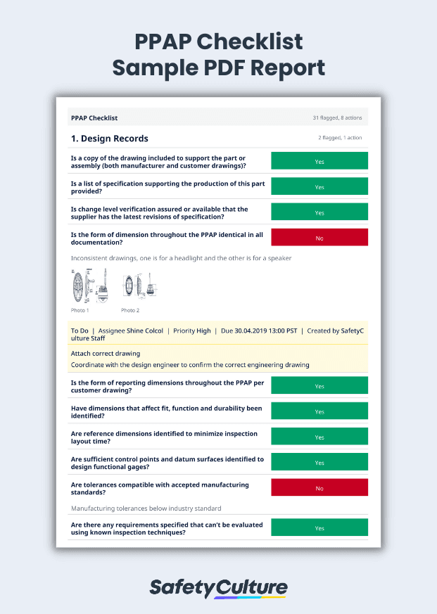 PPAP Checklist Sample PDF Report