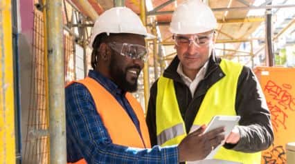 worker and manager inspection to ensure scaffolding safety