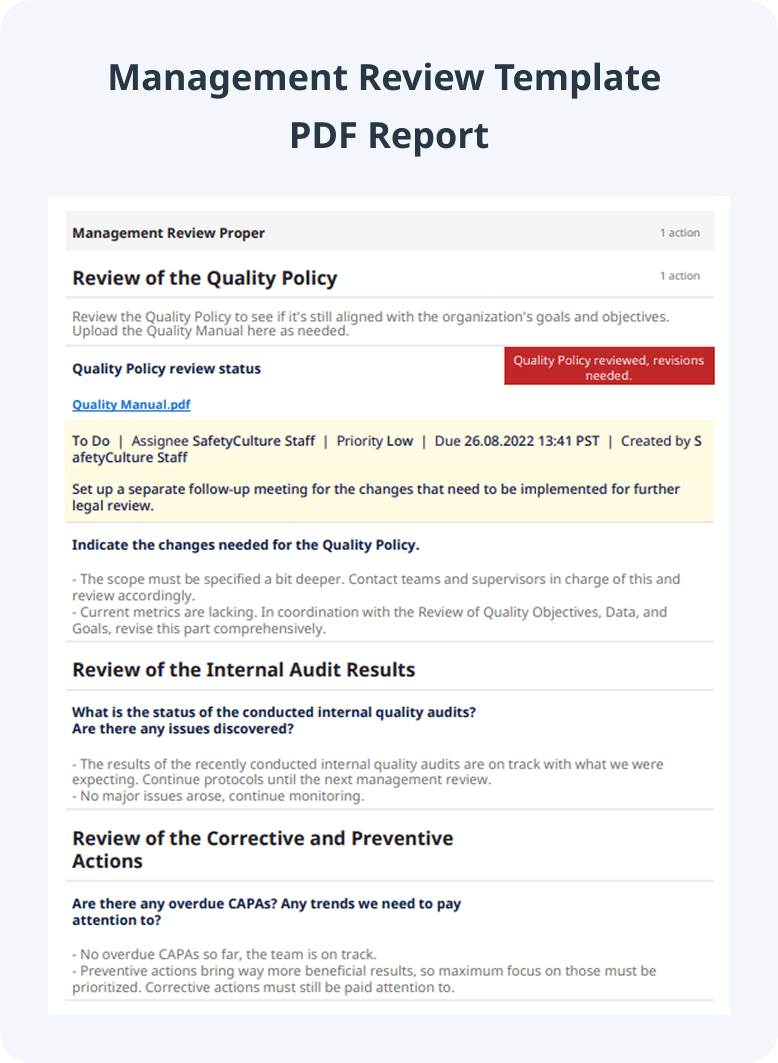 Management Review Template PDF Report
