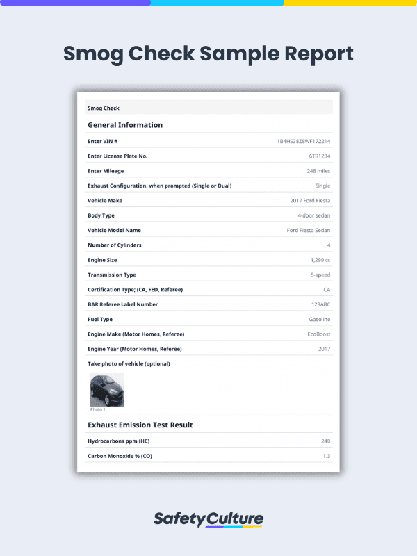 smog check sample report