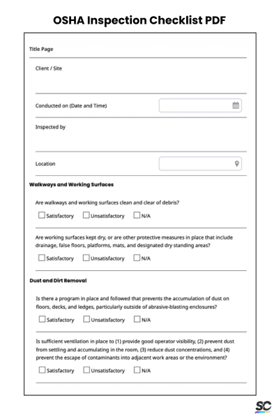 OSHA Inspection Checklist PDF