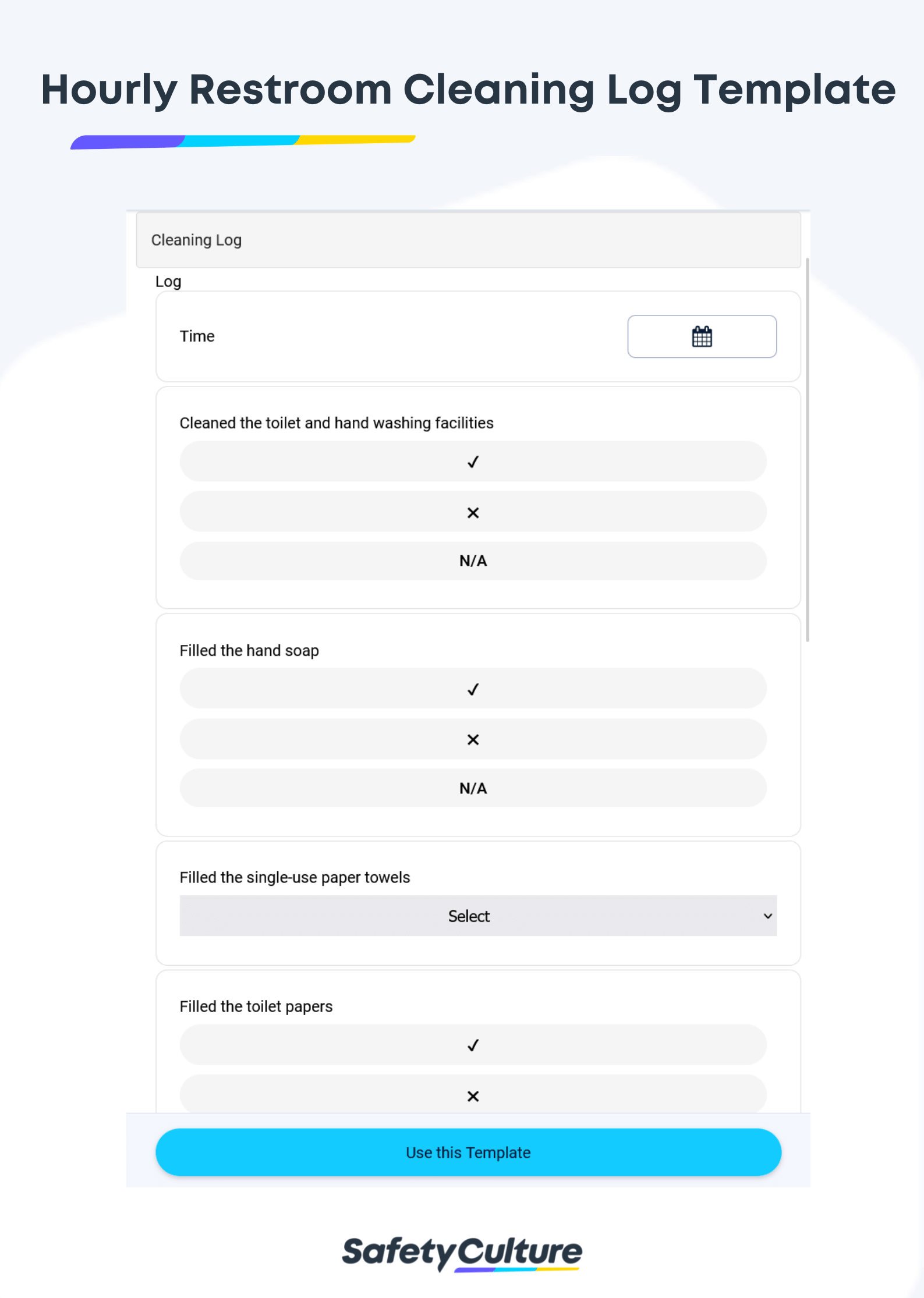 Hourly Restroom Cleaning Log Template | SafetyCulture
