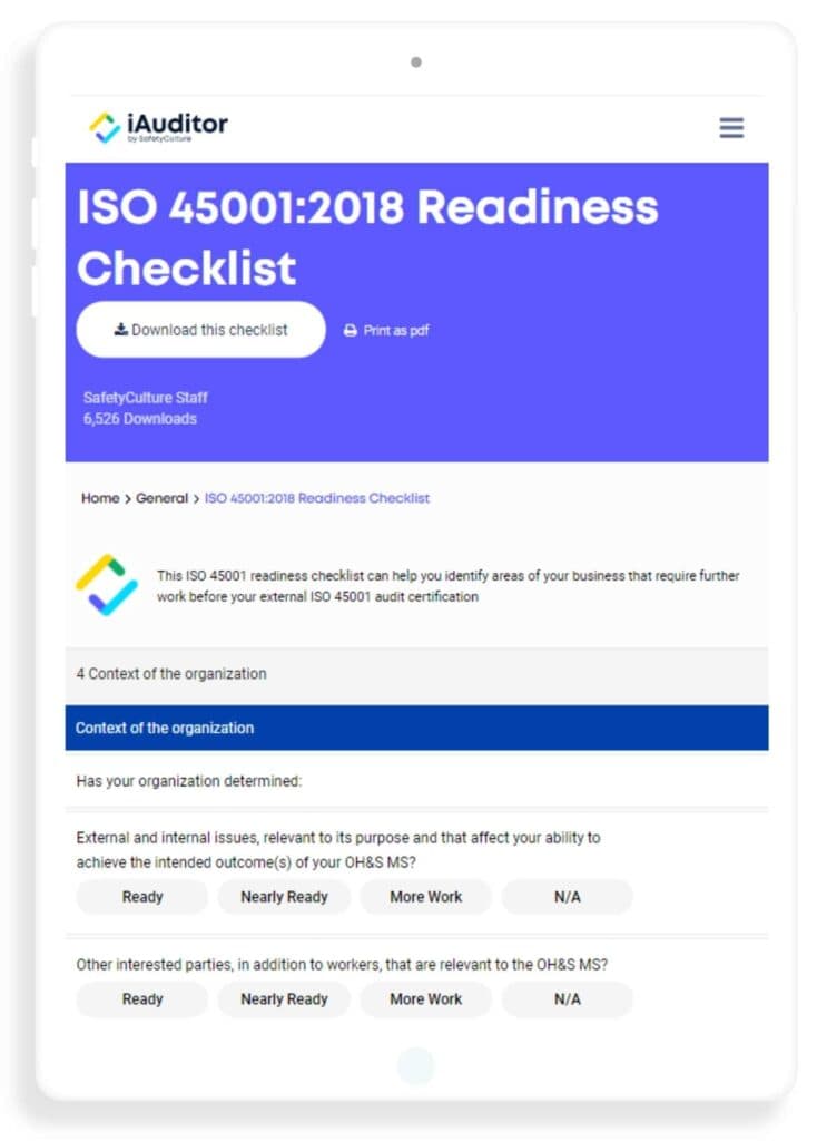 ISO 45001 Checklist