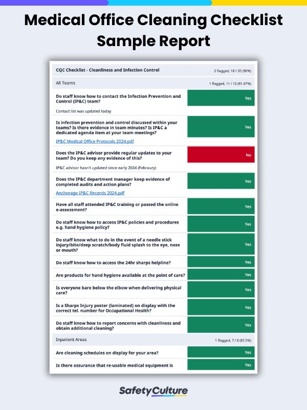 medical office cleaning checklist sample pdf report