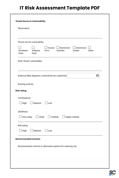 IT Risk Assessment Template PDF