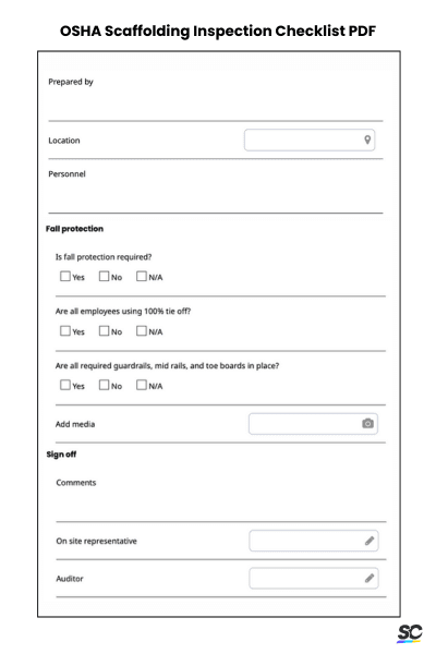 OSHA Scaffolding Inspection Checklist PDF
