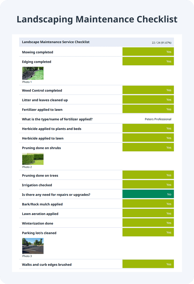 Landscaping Maintenance Checklist Sample PDF Report