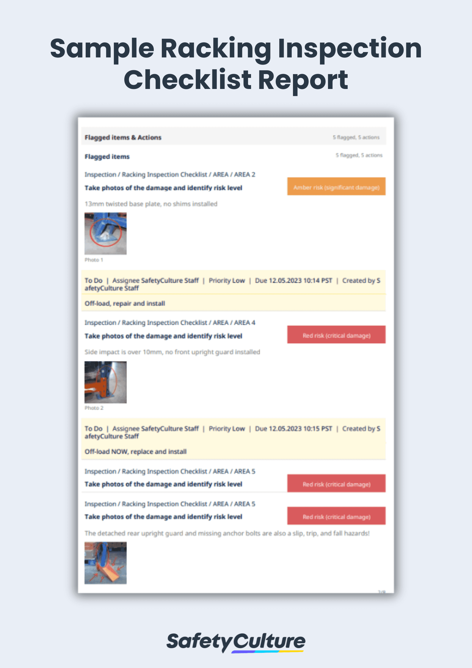 racking inspection checklist sample report