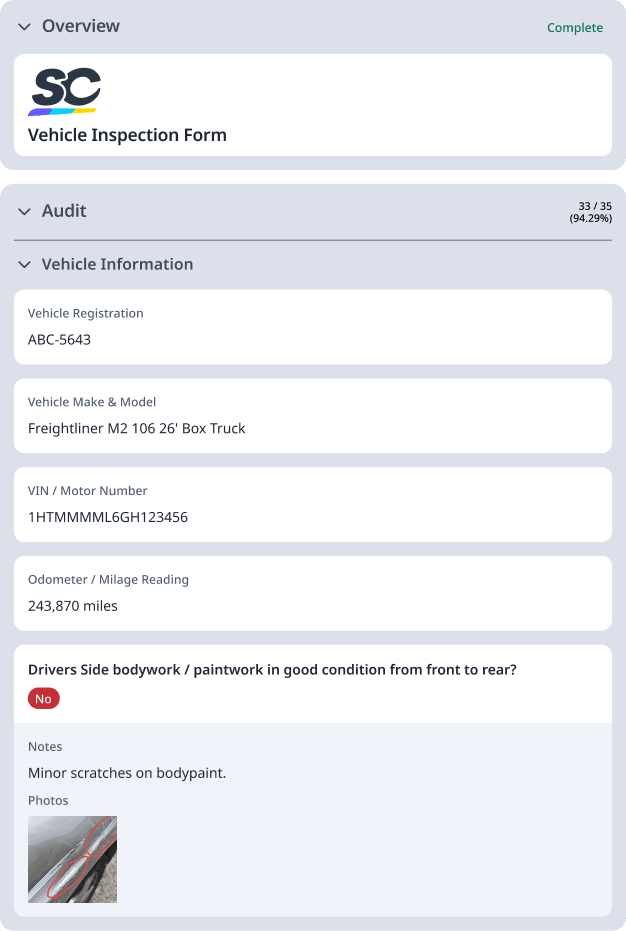 Vehicle Inspection Form